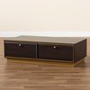 Baxton Studio Cormac Transitional Dark Brown Finished Wood and Gold Metal 2-Drawer Coffee Table 208-12137